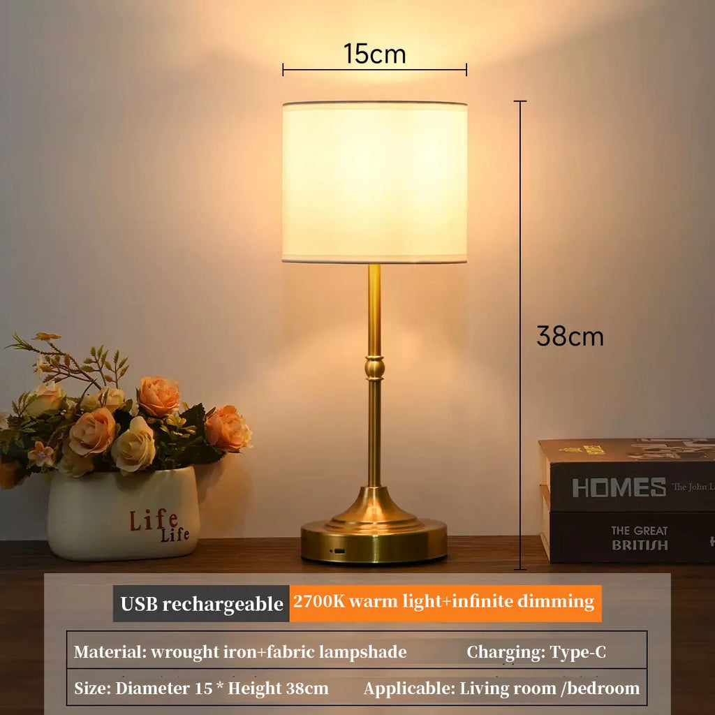 Cordless Fabric Bedside Lamp
