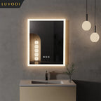 Smart LED Bathroom Mirror 16x20in, Anti-Fog Touch Vanity
