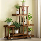 Multi-Tier Pine Plant Stand, 95x26x96cm Flower Pot Rack