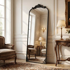 64x21in Gold Arched Mirror, Vintage Metal Frame Full Length