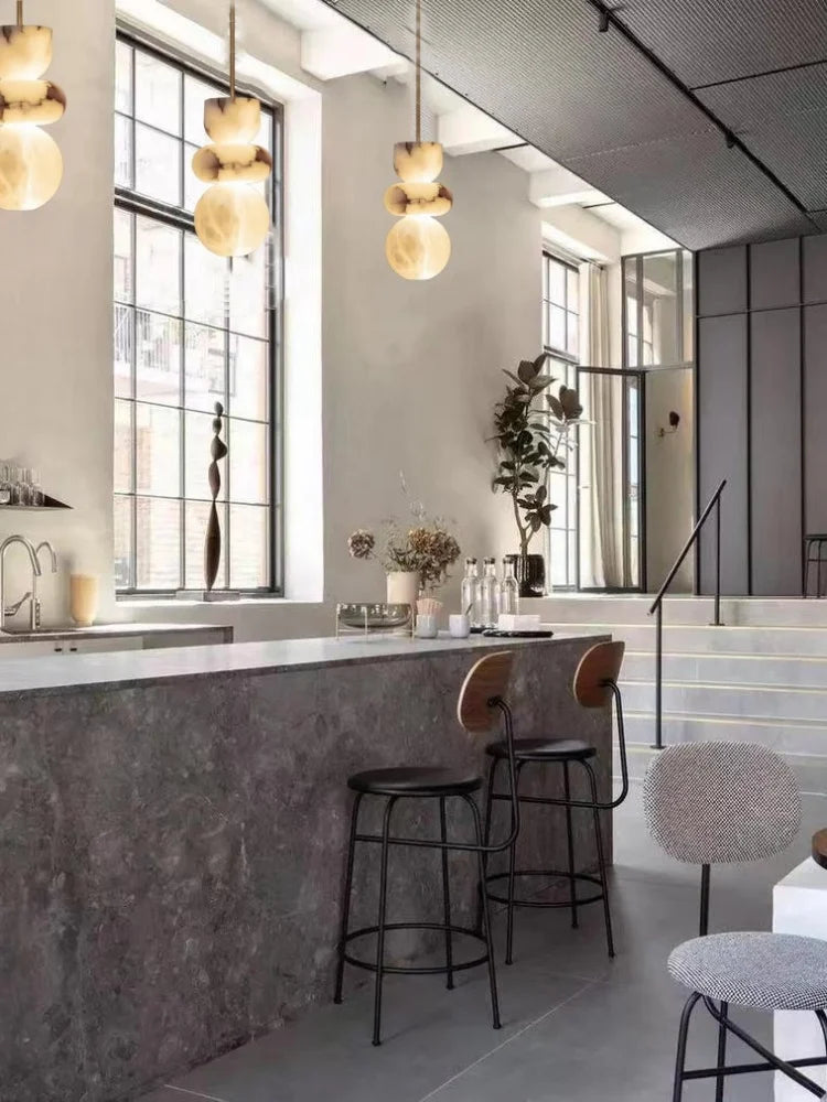 Spanish Marble Pendant Light, Alabaster Cylinder Light