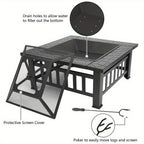 30in Rectangular Fire Pit with Roasting Pan, Wrought Iron
