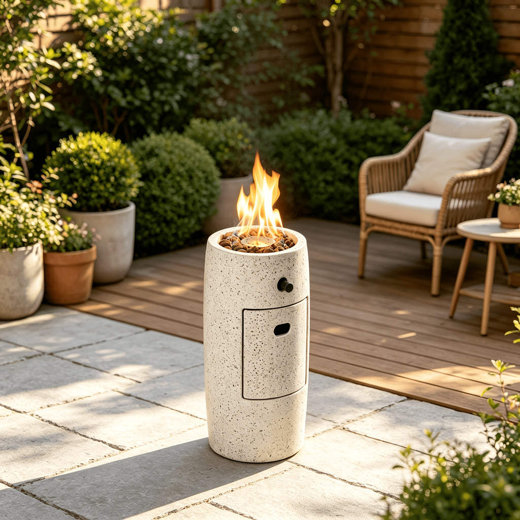 Propane Fire Column 40000 BTU, Outdoor Gas Fire Pit with Cover