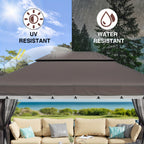 10x13ft Patio Gazebo, Double Roof with Netting & Curtains