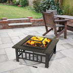30in Rectangular Fire Pit with Roasting Pan, Wrought Iron