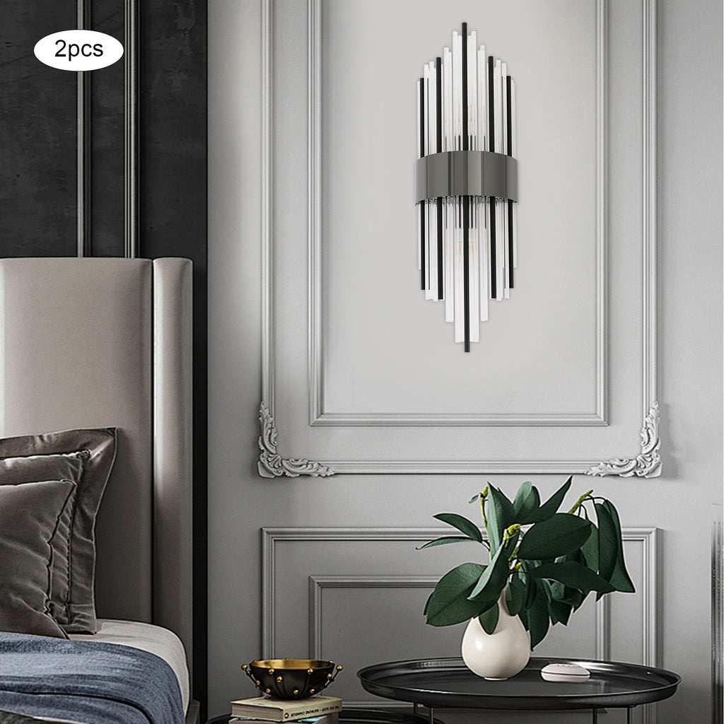 2-Light Black Wall Sconce, Modern Shell Shade Lamp