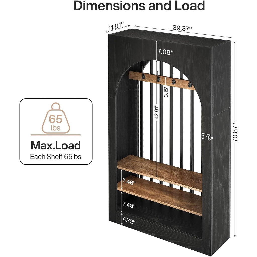71in Arched Room Divider, Freestanding Wood Partition