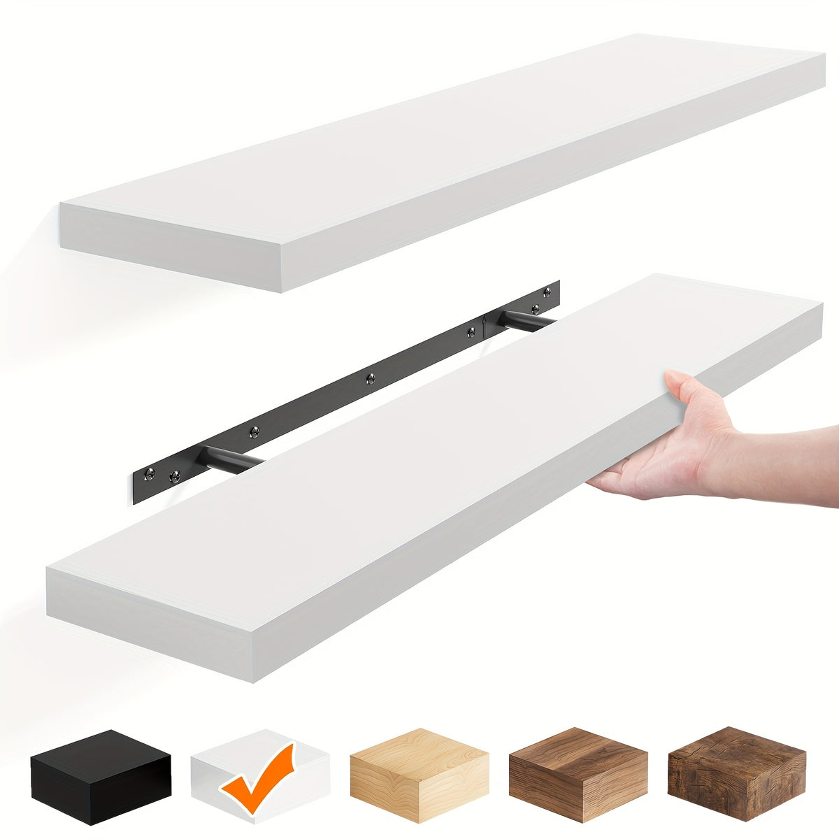 22in Floating Shelves Set of 2, Wall Mounted Wood Shelves