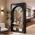 71in Arched Room Divider, Freestanding Wood Partition
