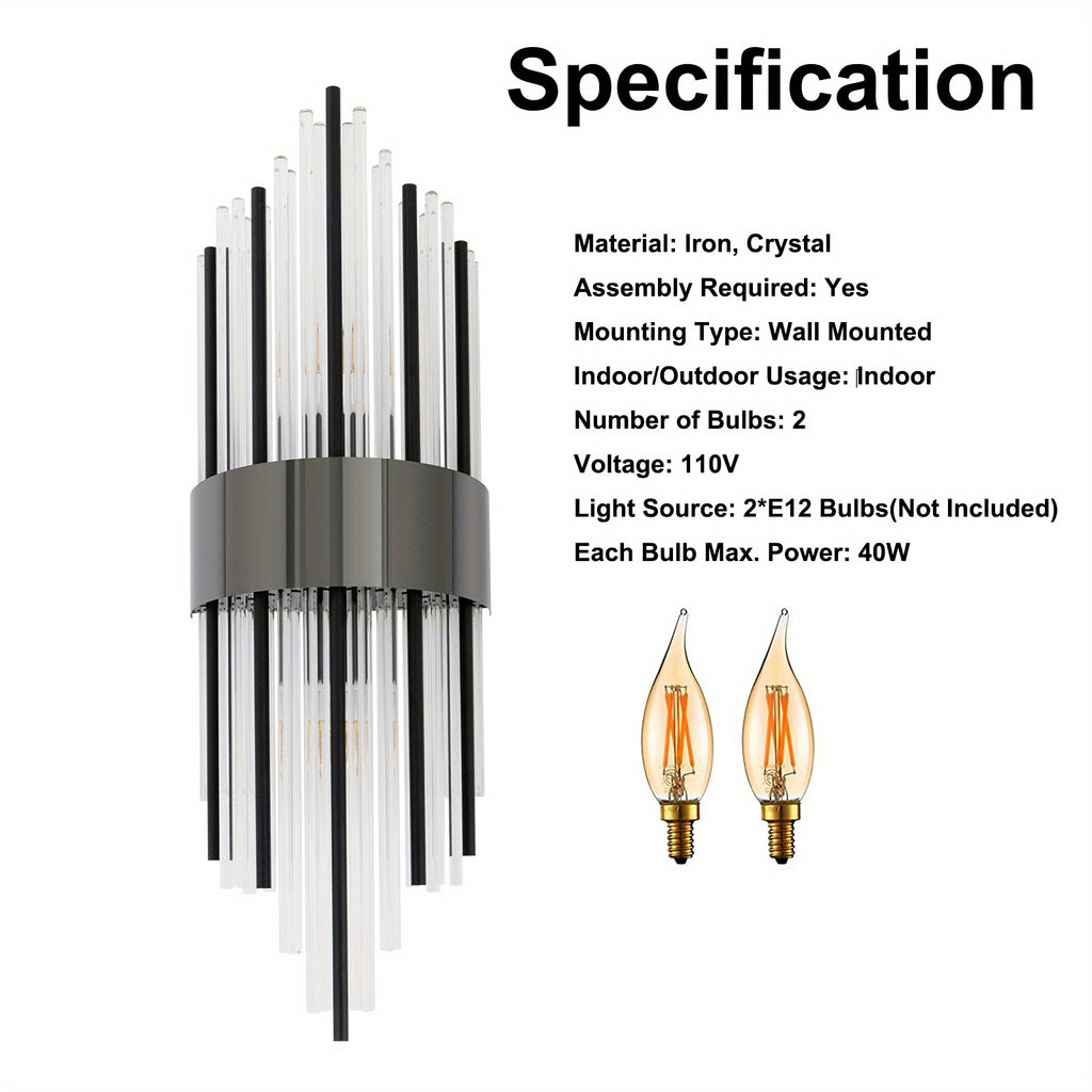 2-Light Black Wall Sconce, Modern Shell Shade Lamp
