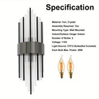 2-Light Black Wall Sconce, Modern Shell Shade Lamp