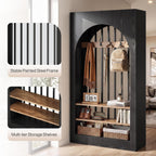 71in Arched Room Divider, Freestanding Wood Partition