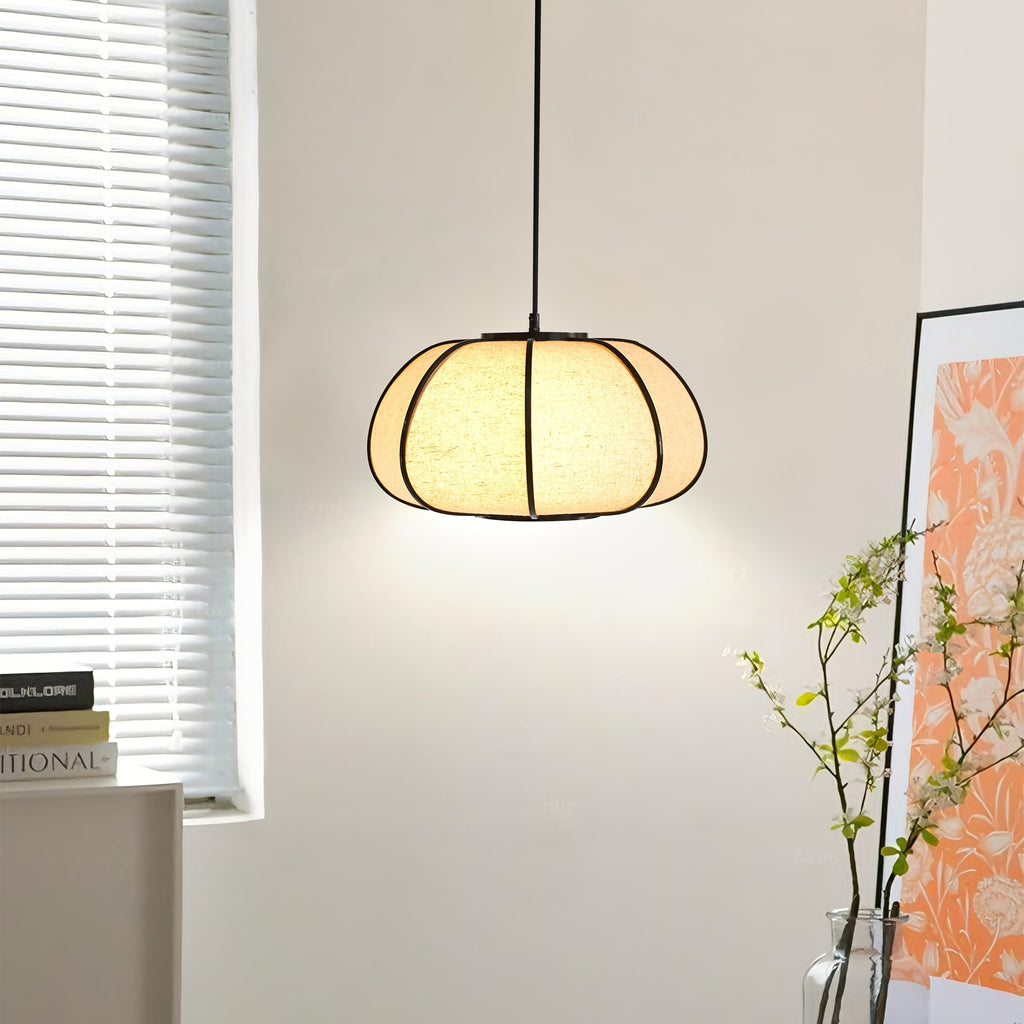 Pumpkin Fabric Pendant Light, Woven Drum Chandelier