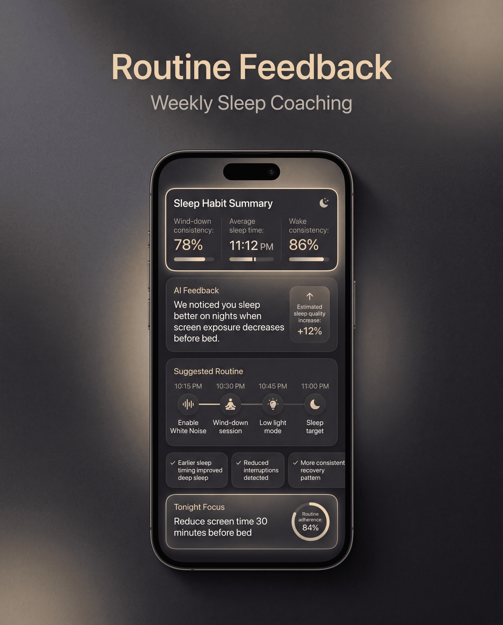 Viego Routine Feedback app screen