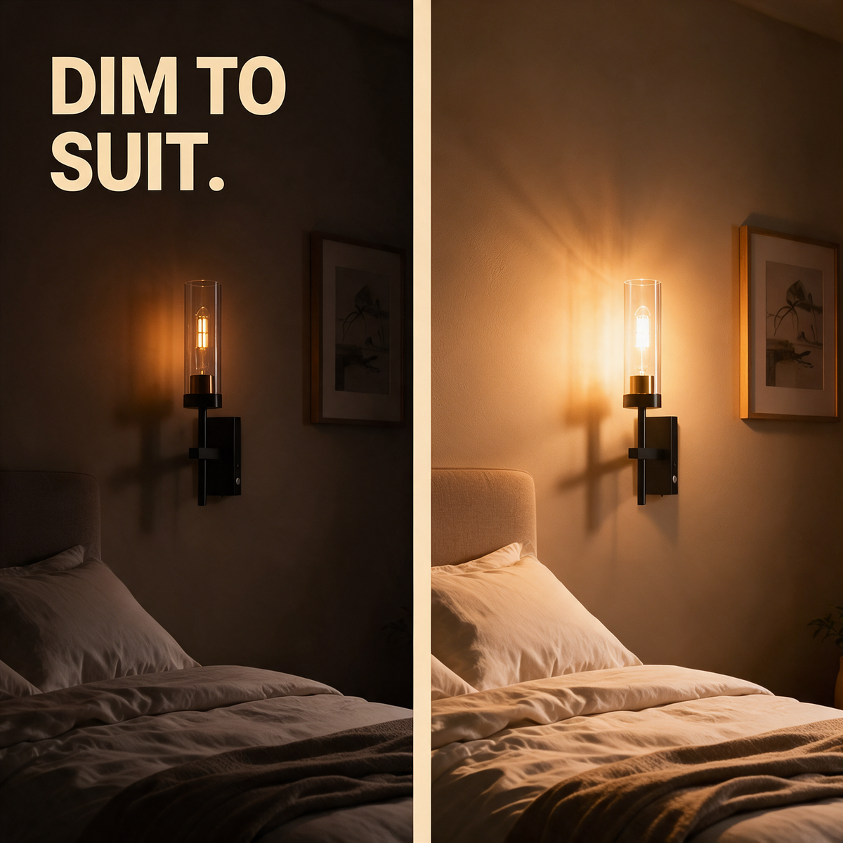 Dimmable from a low night glow to reading brightness