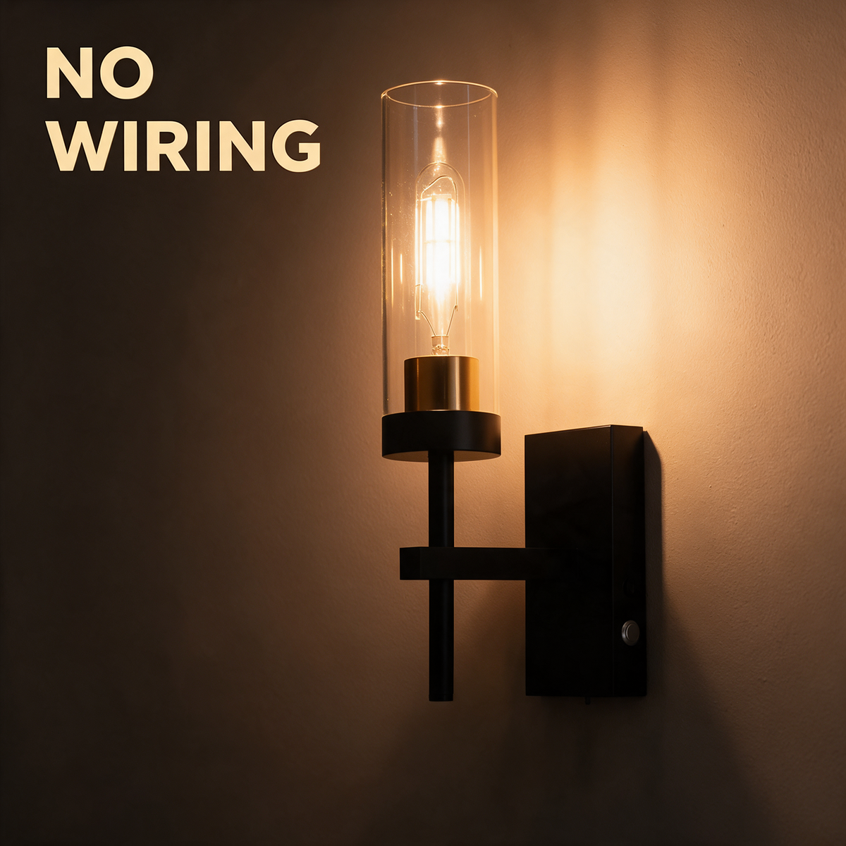 No wiring, no cable and no socket on the wall