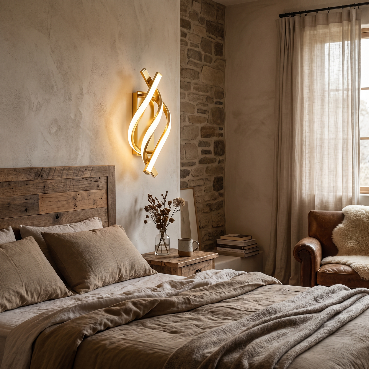 Wave wall sconce in gold