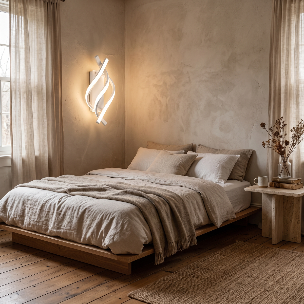 Wave wall sconce in white