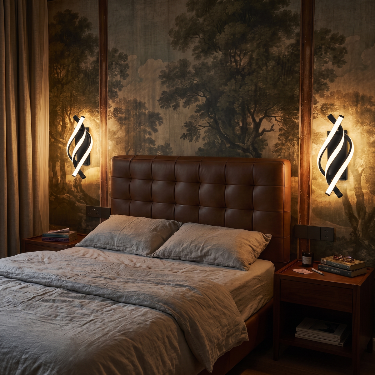 Wave wall sconce in black