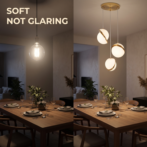 White globes diffuse instead of glaring