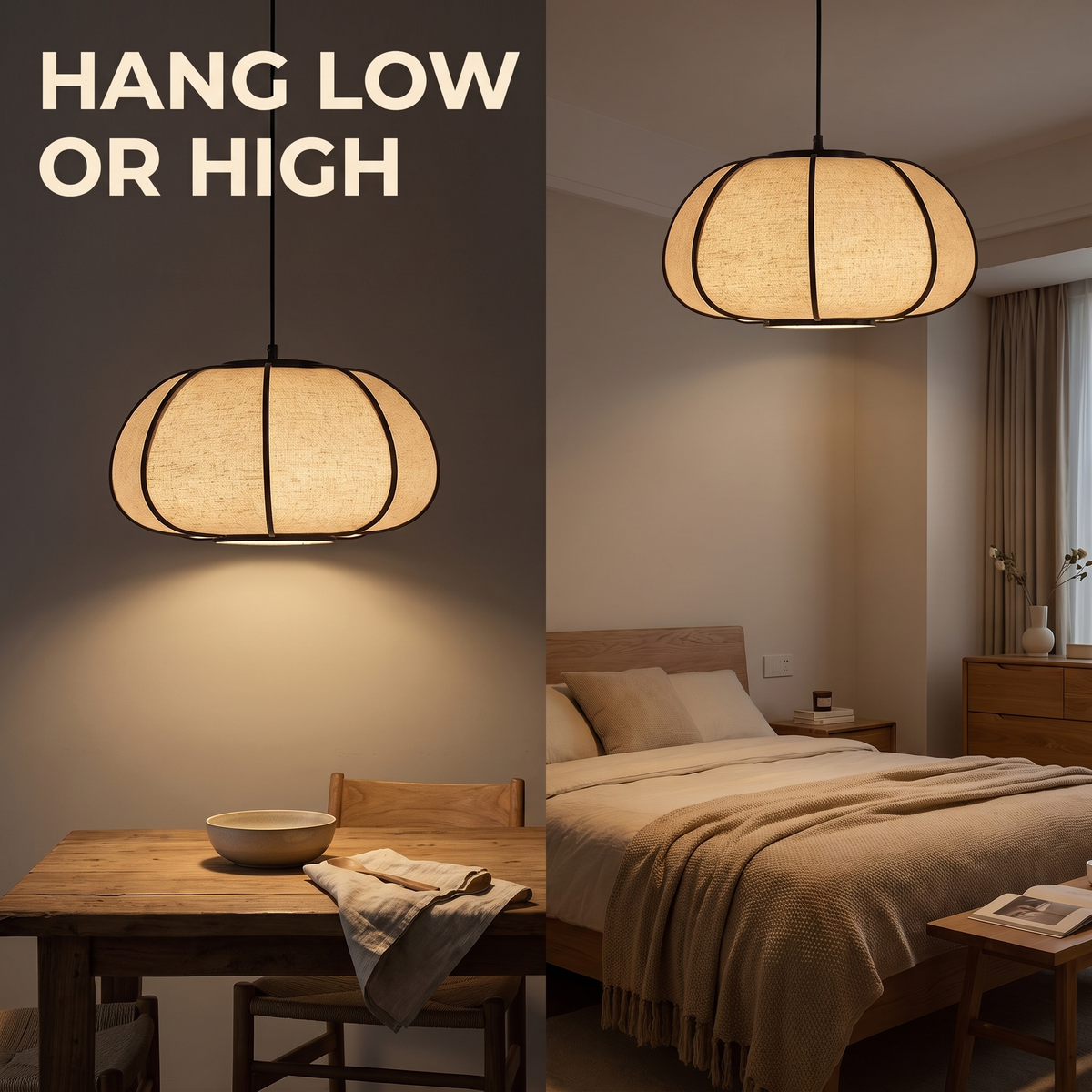 Hang it low over a table or high in a bedroom