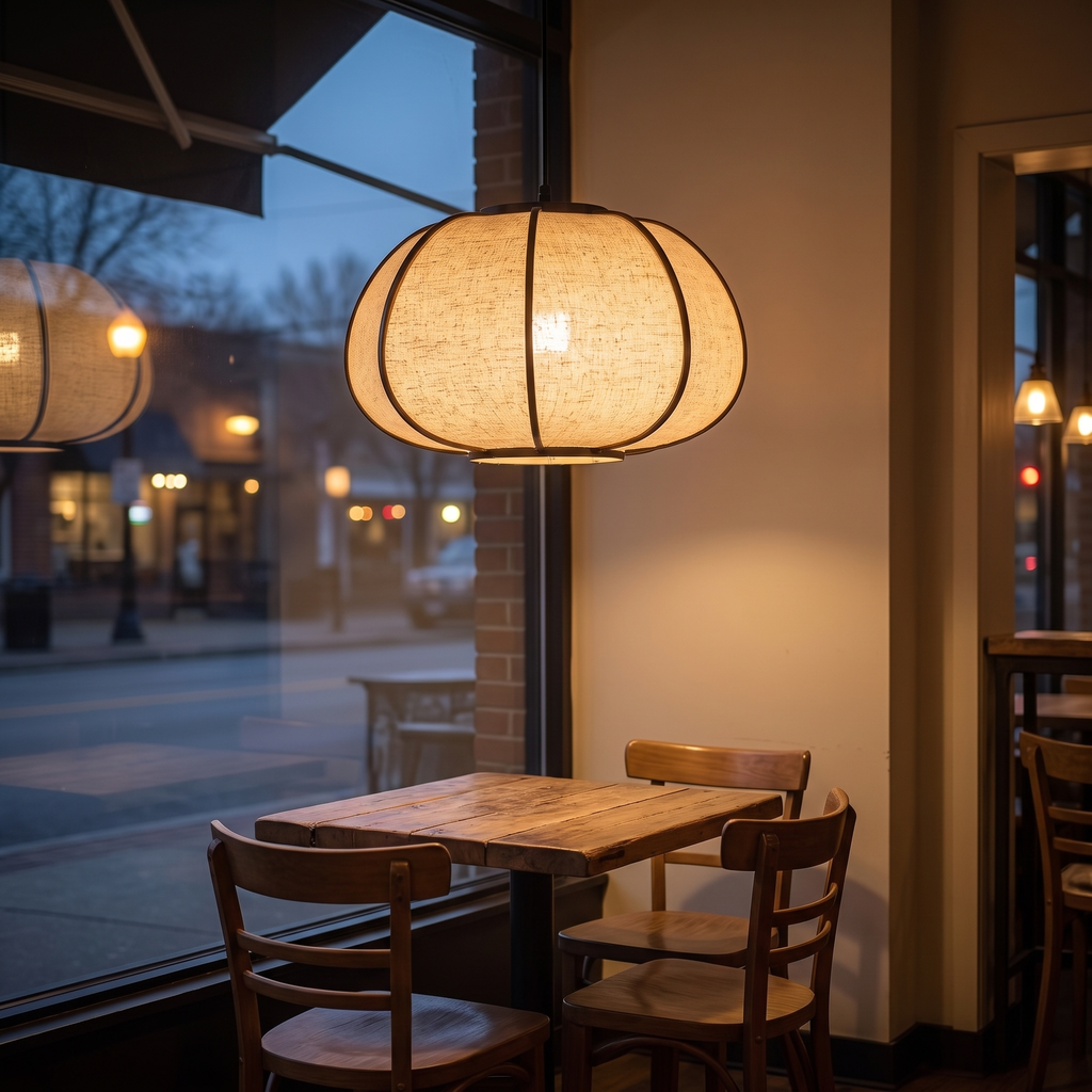 Pendant above a cafe table