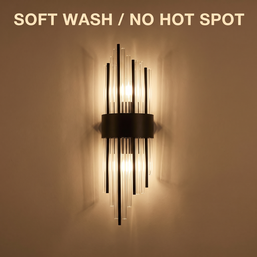 Shell shade gives a soft wash, no hot spot