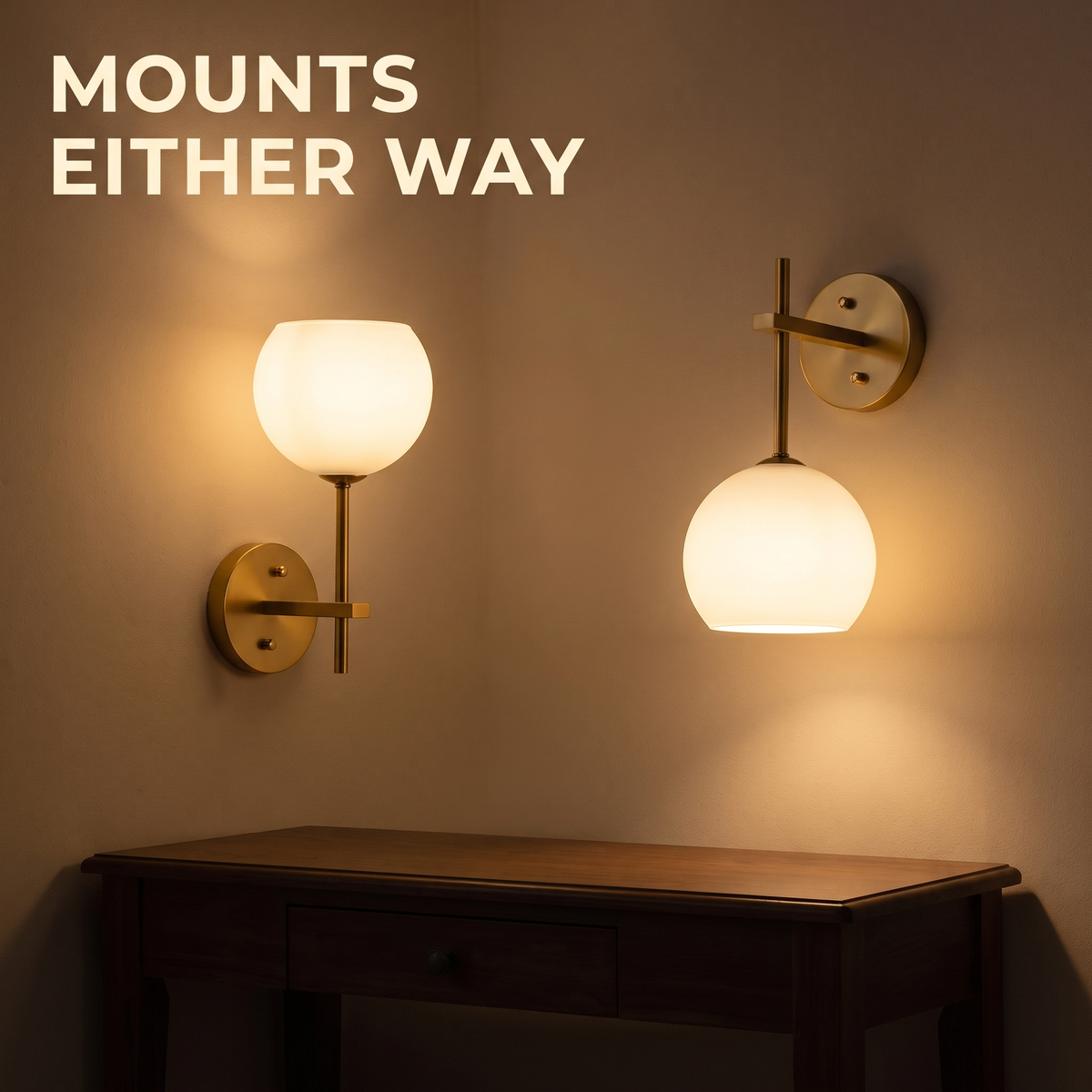 Mounts either way up, light up or down