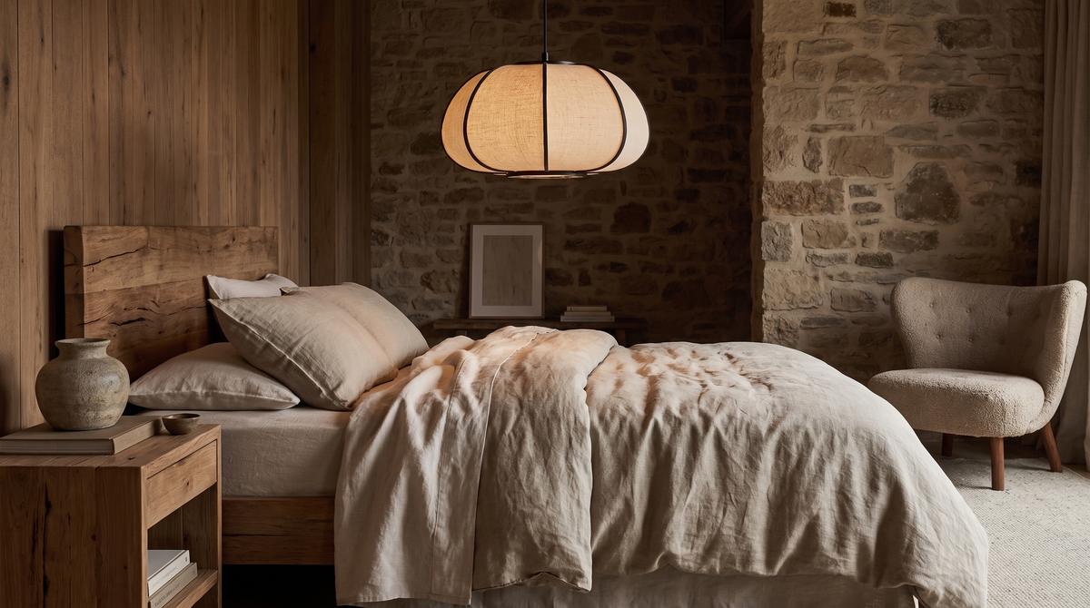 F-iwt2 hung high in a bedroom, lighting the whole room gently
