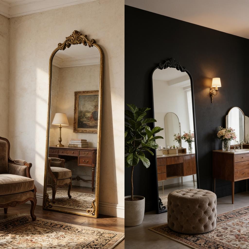 The same mirror in gold and in black