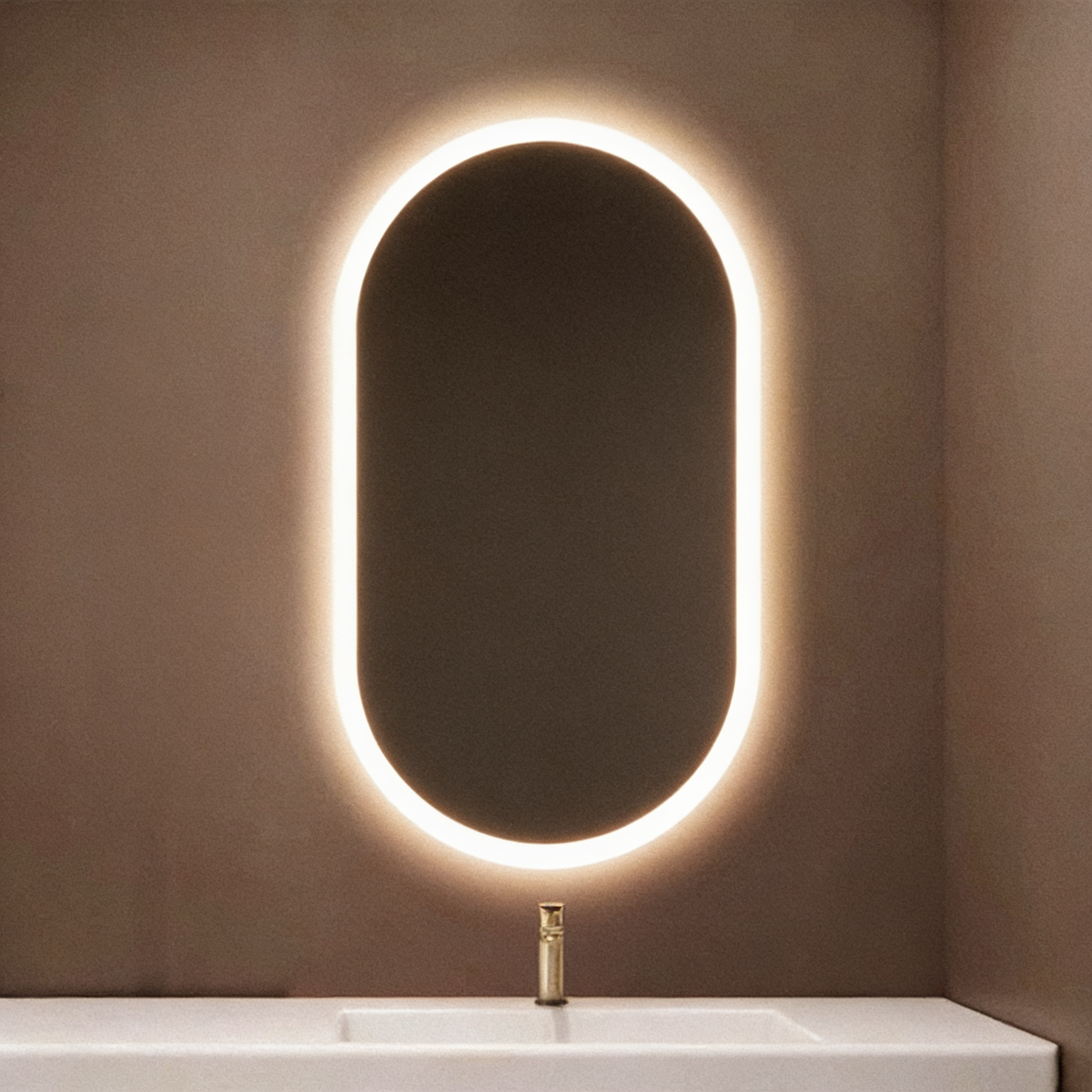 Oval LED Bathroom Mirror, Anti-Fog Smart Vanity Mirror in use