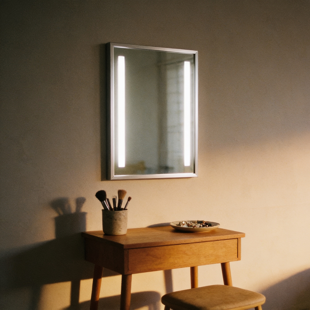 Smart LED Bathroom Mirror 16x20in, Anti-Fog Touch Vanity in use