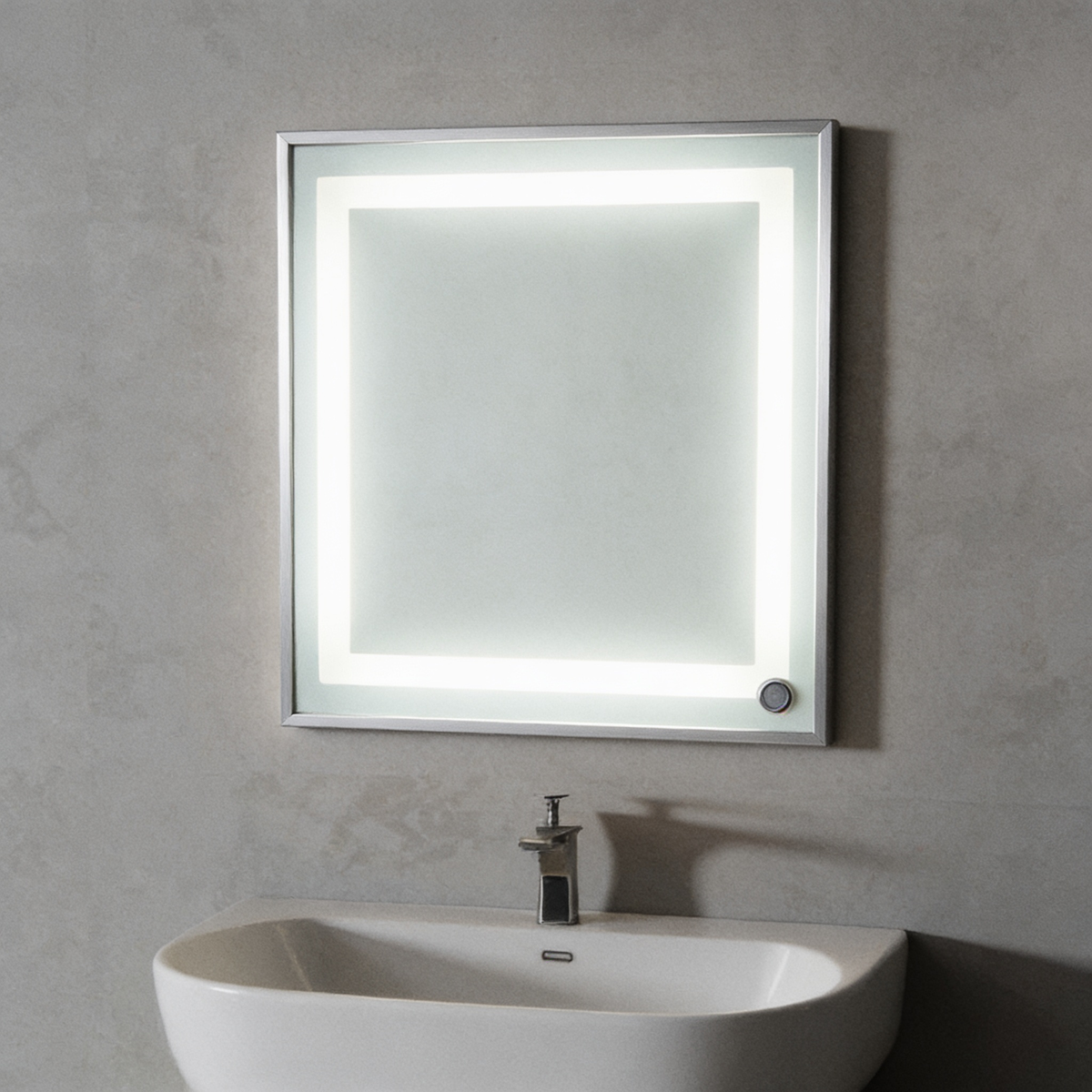 Smart LED Bathroom Mirror 16x20in, Anti-Fog Touch Vanity in use