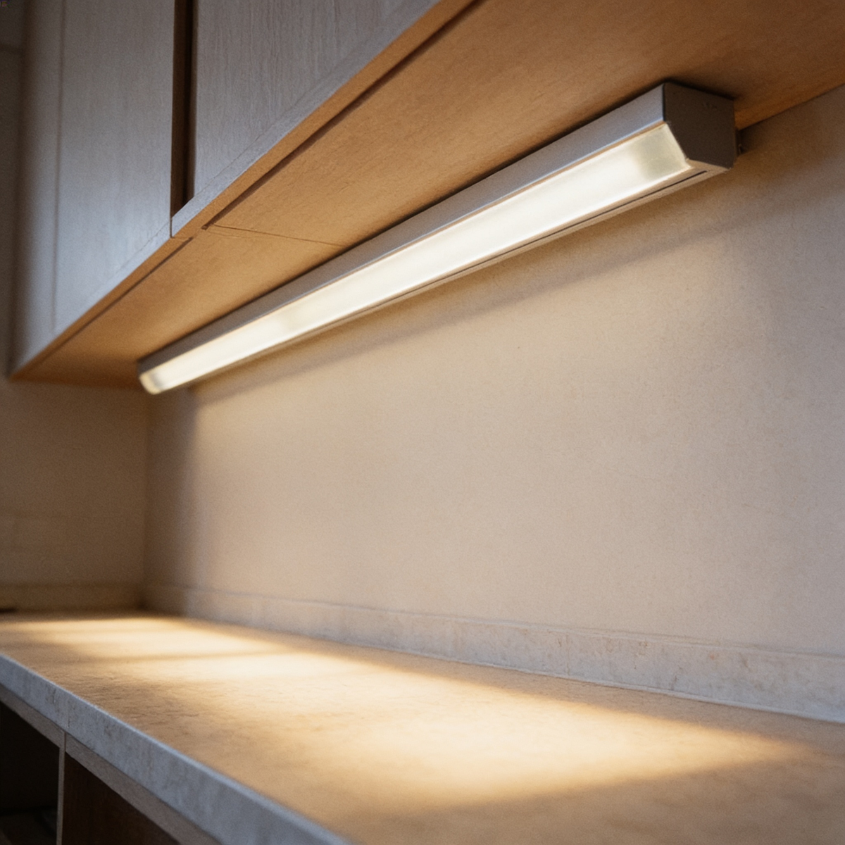 Under Cabinet Light Bar Set, Hand Sweep Sensor Dimmable in use