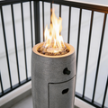 Propane Fire Column 40000 BTU, Outdoor Gas Fire Pit with Cover in use