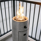 Propane Fire Column 40000 BTU, Outdoor Gas Fire Pit with Cover in use