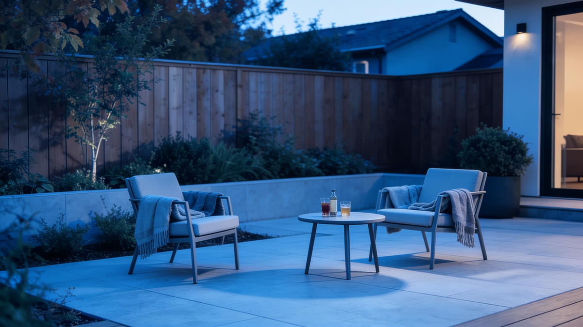 Same terrace cold and abandoned with no fire column