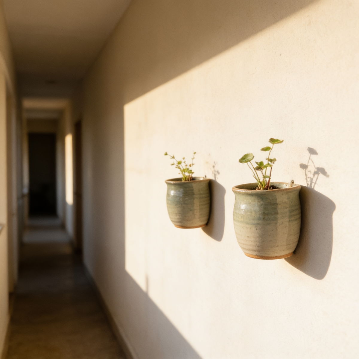 Ceramic Wall Planter, Hanging Pot for Succulents & Cuttings in use