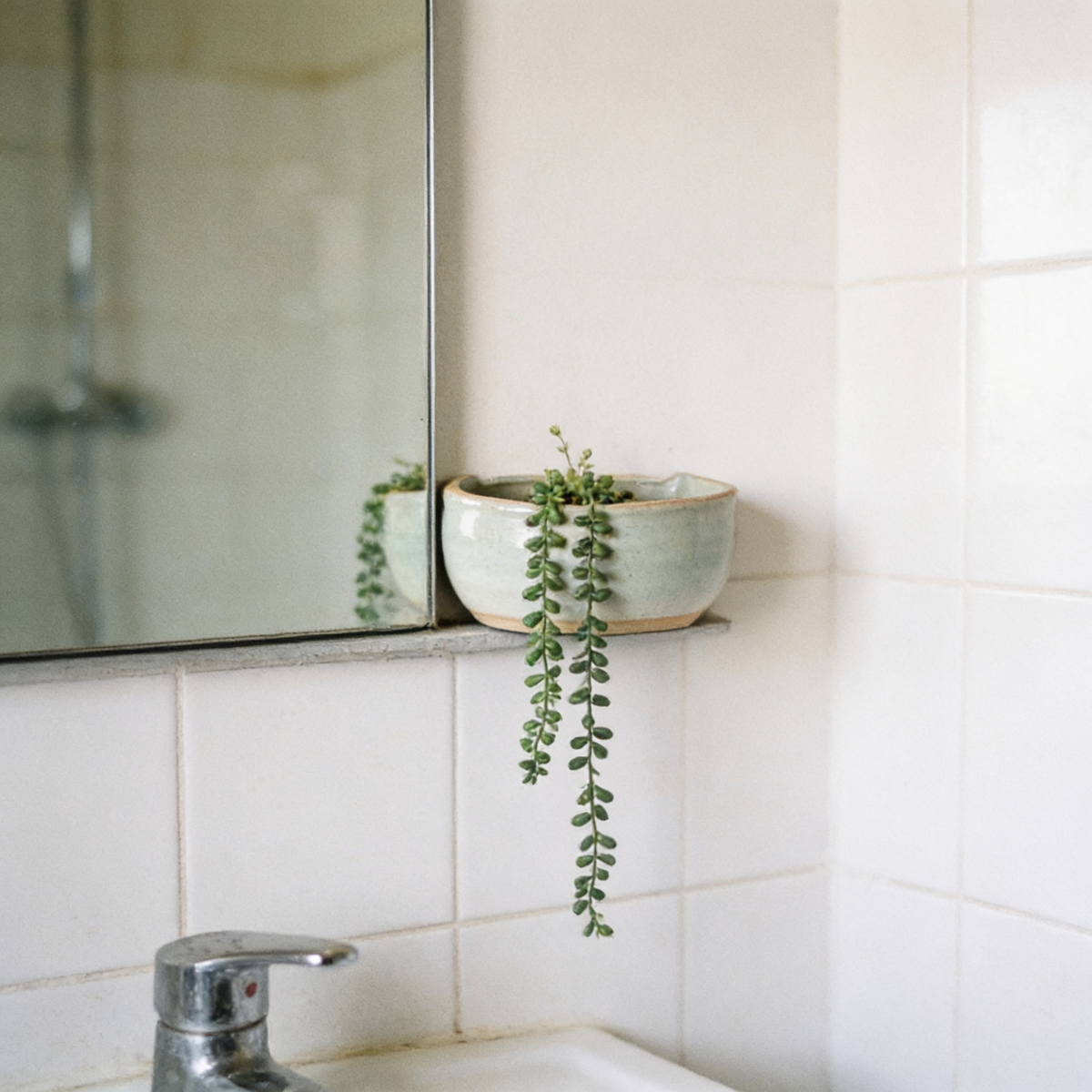 Ceramic Wall Planter, Hanging Pot for Succulents & Cuttings in use