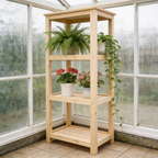 Multi-Tier Pine Plant Stand, 95x26x96cm Flower Pot Rack in use