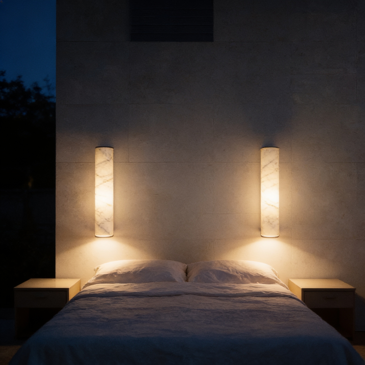 Marble Cylinder Pendant & Wall Light, 4 Heights in use