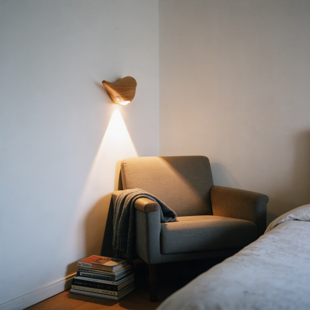 Bedroom, above a corner chair