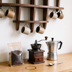 Coffee corner, rack on the wall