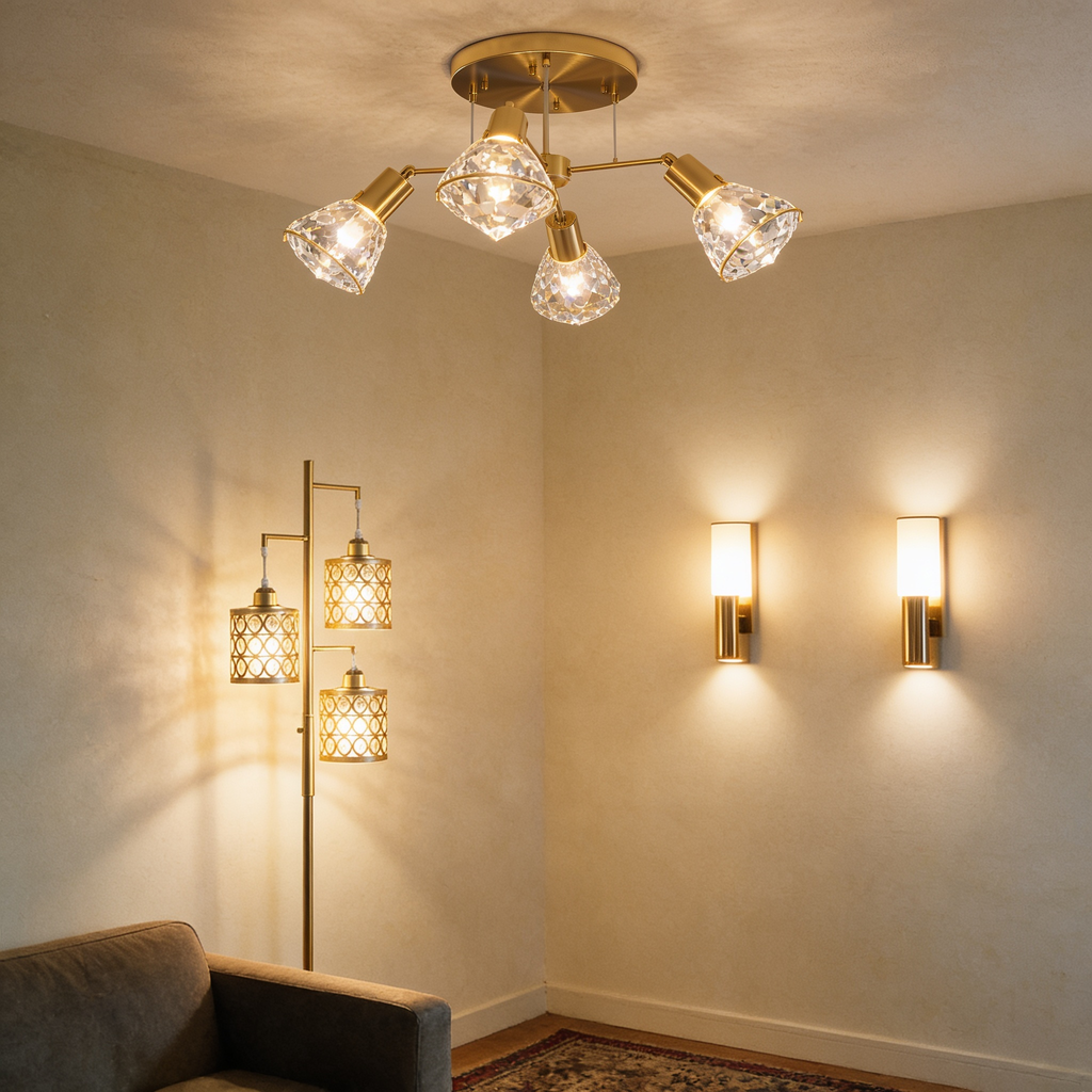 Living room, ceiling to wall